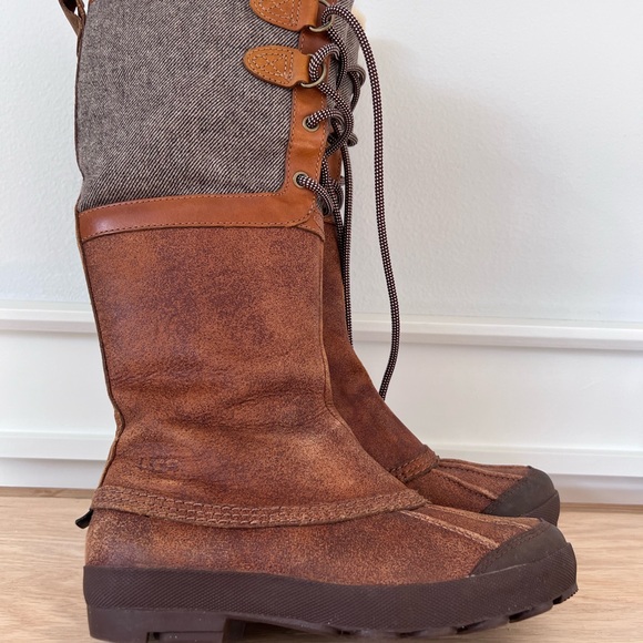 UGG belcloud brown leather tall winter duck boots size 6. - Picture 2 of 16